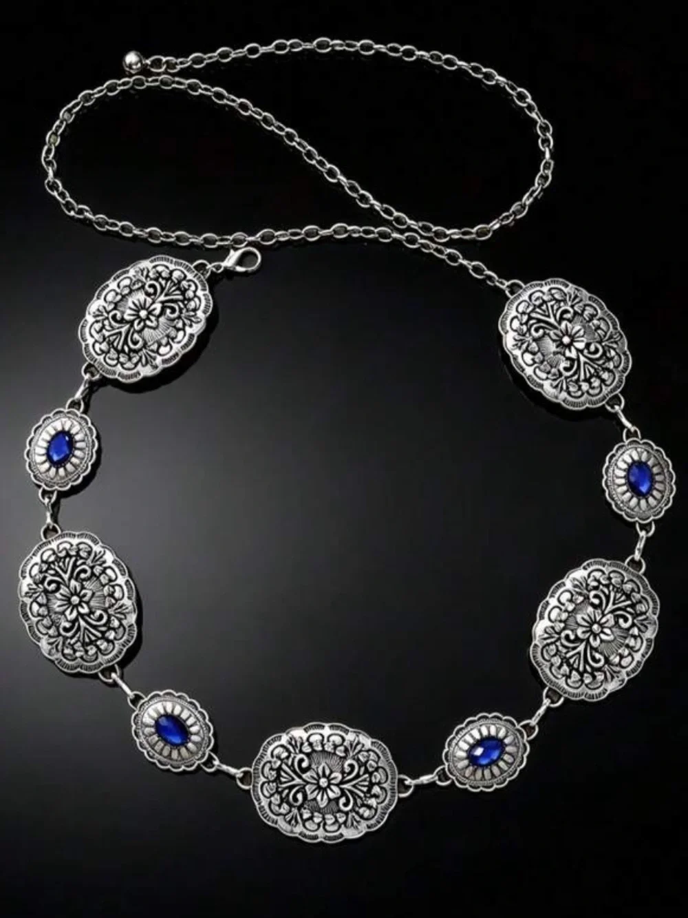 Vintage Silver Floral Concho Chain Belt NEW 🏷️
